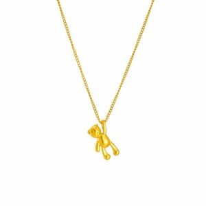 Gold Teddy Bear Pendant Necklace